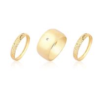 Kit 3 Anéis Conjunto Aliança Larga E Aparadores Ouro 10k Kit 3 Anéis Conjunto Aliança Larga E Aparadores Ouro 10k