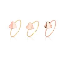 Kit 3 Anéis Conjunto Anel 3 Corações Rosa Coleção Ouro 18k Kit 3 Anéis Conjunto Anel 3 Corações Rosa Coleção Ouro 18k