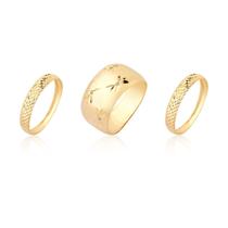 Kit 3 Anéis Conjunto Anel Largo Pedras Aparadores Ouro 10k Kit 3 Anéis Conjunto Anel Largo Pedras Aparadores Ouro 10k