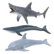 Kit 3 Animais Marinhos Aquaticos Borracha Macia E Flexível