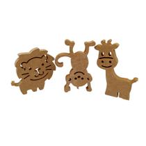 Kit 3 Animais Safari Mdf Cru Leão Macaco Girafa Para Decorar Quarto Mesa Festa