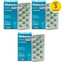 Kit 3 Antimicrobiano Clinbacter 150mg Cães E Gatos Agener Original