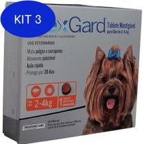 Kit 3 Antipulgas Nexgard para cães de 2 à 4kg