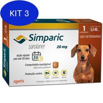 Kit 3 Antipulgas Para Cachorro Simparic 5Kg A 10Kg Dose