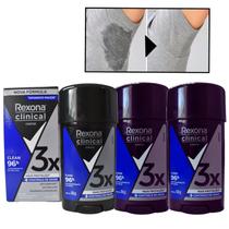 Kit 3 Antitranspirante Rexona Clinical Men Creme 58 G Anti Manchas