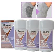 Kit 3 Antitranspirantes Rexona Clinical Extra Dry Creme 58 G