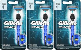 Kit 3 Aparelho de Barbear Gillette Mach3 Acqua-Grip +3 Refil