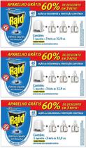 Kit 3 Aparelho Repelente Elétrico Raid Tomada Total 9 Refis