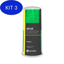 Kit 3 Aplicador Regular Verde Com 100 Un Aplik - Angelus