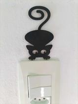 kit 3 Aplique Adesivo para Interruptor Gatinho 5x9cm MDF 3MM Decoração c/ fita dupla face