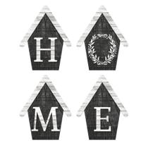 Kit 3 Aplique Papel Decoupage em Mdf Coleção Farm Casinhas Apm3-314 3cm Litoarte