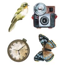 Kit 3 Aplique Papel Decoupage em Mdf Coleção Memórias Vintage Apm3-318 3cm Litoarte