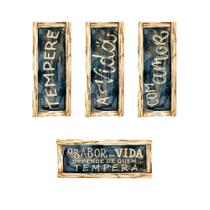 Kit 3 Aplique Papel Decoupage em Mdf Coleção Tempere Apm3-315 3cm Litoarte
