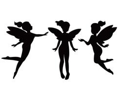 Kit 3 Apliques fadas silhuetas fadinhas Mdf Decoração De Parede com fita dupla face