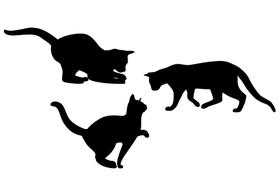 Kit 3 Apliques Grande gatos Mdf Preto Decoração Quadro gato Aplique c/ fita dupla face