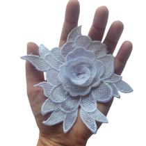 Kit 3 Apliques Guipir Flor 3D4 P/ Véu CCB e Artesanato