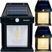 Kit 3 Arandela Lâmpada LED Solar Regarregável Externa Luminária Luz Sensor Presença Iluminação Sustentável Recarregável Moderna Parede