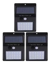 Kit 3 Arandela Led Solar De Parede Com Sensor 6W Branco Frio