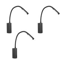 Kit 3 Arandela Leitura Quarto Led Interruptor Preto Movel