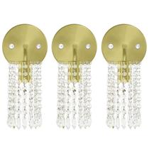 Kit 3 Arandelas Cristal Acril. Clearcrillic Redondo Dourado Kit 3 Arandelas Cristal Acril. Clearcrillic Redondo Dourado