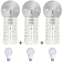 Kit 3 Arandelas De Cristal Acrilico Clearcrillic Redonda + L Kit 3 Arandelas De Cristal Acrilico Clearcrillic Redonda + L