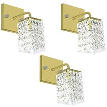 Kit 3 Arandelas De Cristal Legitimo Clearwall Dourada Kit 3 Arandelas De Cristal Legitimo Clearwall Dourada