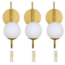 Kit 3 Arandelas Globo 12 Jabuticaba Dourado Fosco Com Led Kit 3 Arandelas Globo 12 Jabuticaba Dourado Fosco Com Led