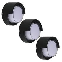 Kit 3 Arandelas LED Disoma Redonda Preta 8W 3000K IP65 Externa Bivolt Kit 3 Arandelas LED Disoma Redonda Preta 8W 3000K IP65 Externa Bivolt