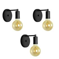 Kit 3 Arandelas Parede Industrial Vintage Luxo Garagem Preto