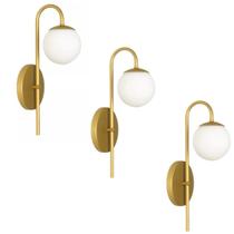 Kit 3 Arandelas Parede Quarto Sala Moderna Luxo Slim Dourado