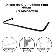 Kit 3 Arara Cabideiro 60cm Para Trilho Cremalheira Loja Preto