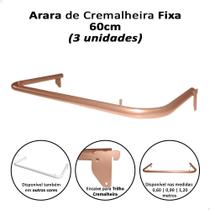 Kit 3 Arara de Trilho Cremalheira Cabideiro 60cm Loja Rosé