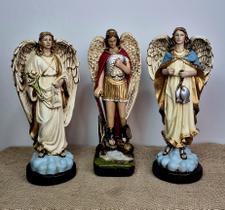Kit 3 Arcanjos Anjos Miguel Gabriel Rafael 41 Cm Imponentes! Realista