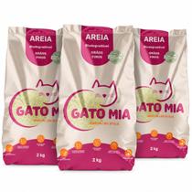 Kit 3 Areia Higienica Biodegradavel Gato Mia 2kg Graos Finos