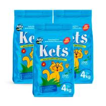 Kit 3 Areia Sanitária Kets para Gatos e Mascotes 4Kg