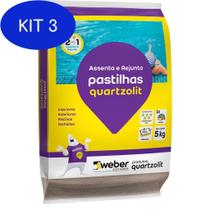 Kit 3 Argamassa Rejunte Pastilhas Quartzolit Acul Celeste