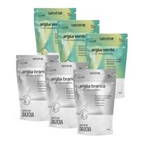 Kit 3 Argila Branca E 3 Argila Verde Corpo E Rosto Labotrat