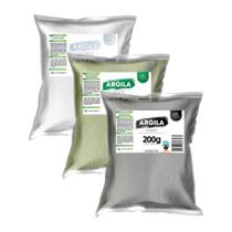 Kit 3 Argilas (Branca, Verde e Preta) 200g Skincare