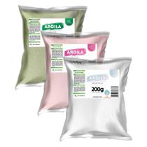 Kit 3 Argilas (Verde, Rosa e Branca) 200g Skincare Kit 3 Argilas (Verde, Rosa e Branca) 200g Skincare