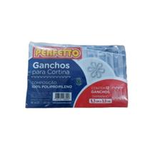 Kit 3 Argola / Gancho De Plástico Para Cortina De Box Com 12 Pecas 5,3cmx3,5cm Perfetto