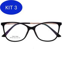 Kit 3 Armação De Óculos Para Grau Feminina Quadrado Love - Palas Eyewear