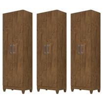 Kit 3 Armários Organizadores Multiuso Íris 2 Portas Castanho Wood - Moval Kit 3 Armários Organizadores Multiuso Íris 2 Portas Castanho Wood - Moval