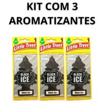 Kit 3 Aromatizante Cheirinho de Carro Little Tree Black Ice Mais Vendido do Momento