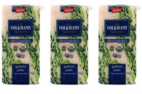 Kit 3 arroz branco agulhinha (longo fino) orgânico biodinâmico à vácuo volkmann 1 kg