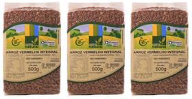 Kit 3 arroz vermelho integral orgânico à vácuo coopernatural 500 g