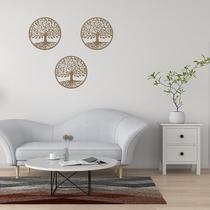 Kit 3 Árvores Da Vida 60cm Mandala Decorativa Mdf Cru Natural - Ficone Decor