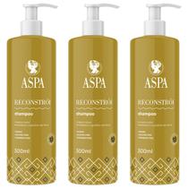 Kit 3 Aspa Shampoo Reconstrói Vegano S/ Parabeno-Silic 300ml