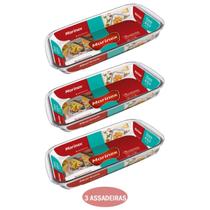 Kit 3 Assadeira Retangular 1,6L Vidro Temperado Nadir Kit 3 Assadeira Retangular 1,6L Vidro Temperado Nadir