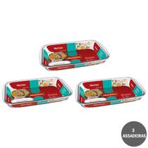Kit 3 Assadeira Retangular 2,9L Nadir Vidro Temperado
