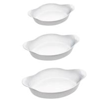 Kit 3 Assadeira Travessa de vidro Marinex Opaline Branca 600ML
